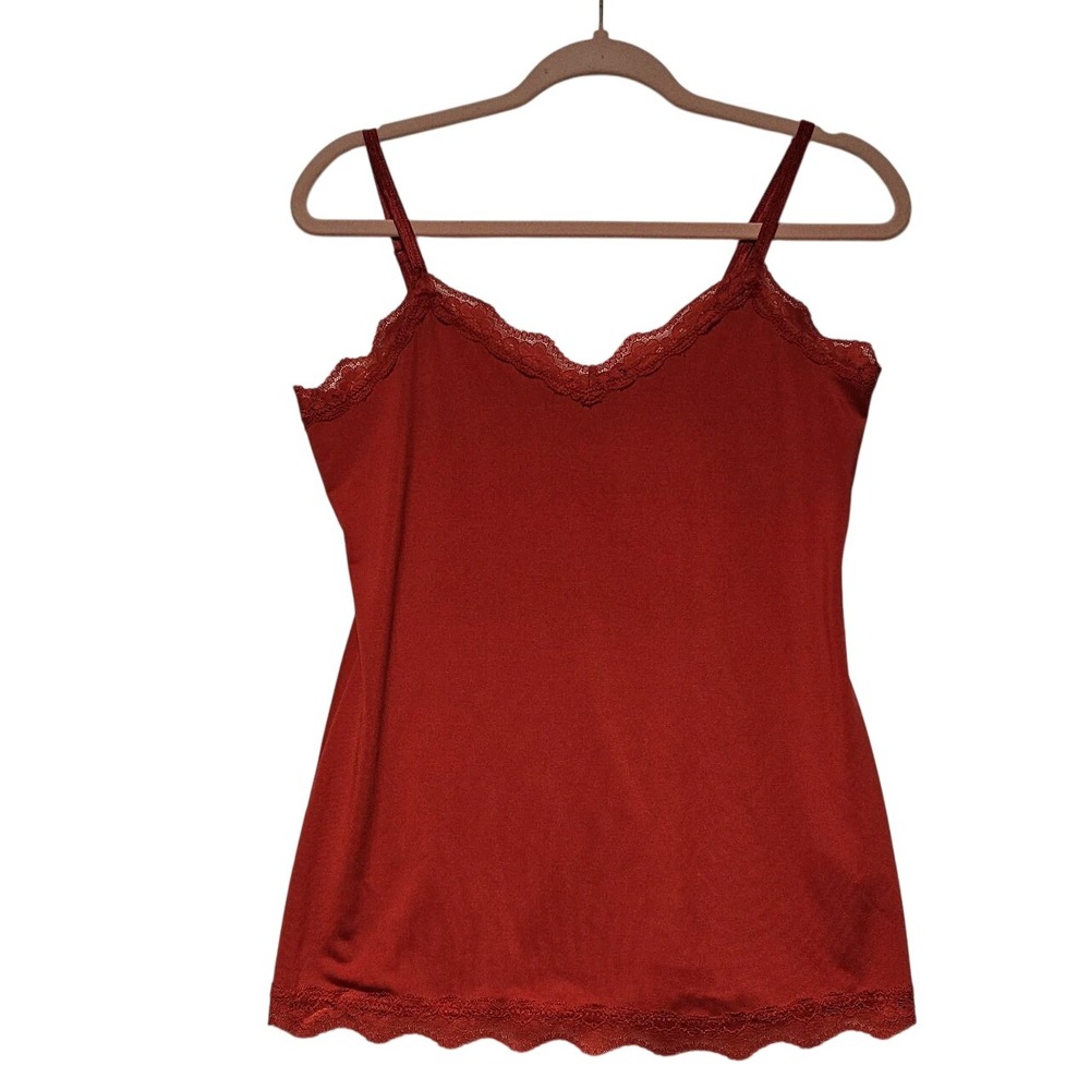 VTG Y2K‎ Medium Lace Trim Cami Tank Top Red 2000s Bella Swan Vampire Goth